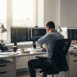 תאונת עבודה בענף ההייטק – פגיעות בשרירים ובמפרקים ממושב ומסך מחשב