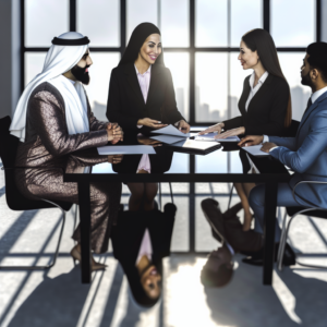 אנשים מגוונים בסביבה משרדית מקצועית במהלך פגישה, מואר בתאורה טבעית.